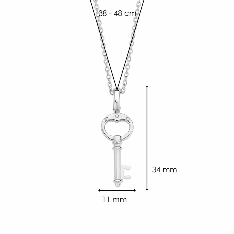 Pendentif Ti Sento en argent, forme clé