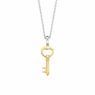 Pendentif Ti Sento en argent doré, forme clé, petit modèle