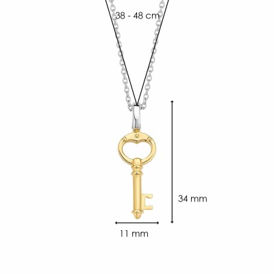Pendentif Ti Sento en argent doré, forme clé, petit modèle