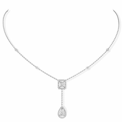 Collier Messika My Twin Cravate en or blanc et diamants, 2 x 0.40ct