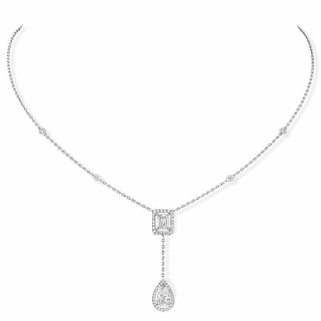 Collier Messika My Twin Cravate en or blanc et diamants, 2 x 0.40ct