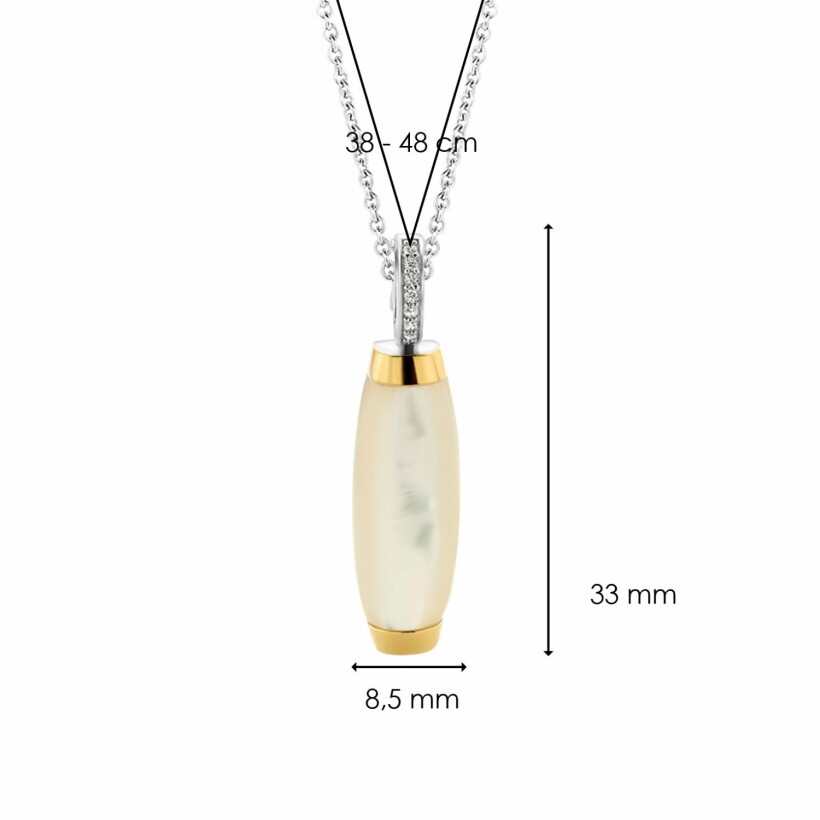 Pendentif Ti Sento en argent doublé nacre, avec cartouche