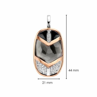 Pendentif Ti Sento en argent doré rose, oxydes de zirconium et pierre synthétique gris bleu