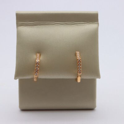 Créoles or rose a pans et diamants