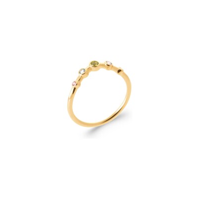 Bague en plaqué or et pierres de couleurs