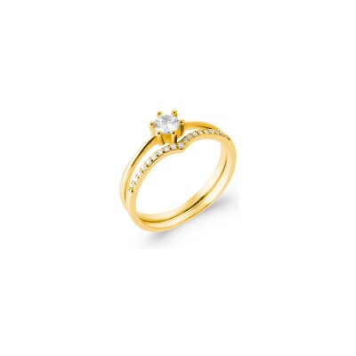 Bague en plaqué or et oxydes de zirconium
