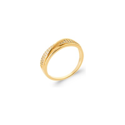 Bague en plaqué or et oxydes de zirconium