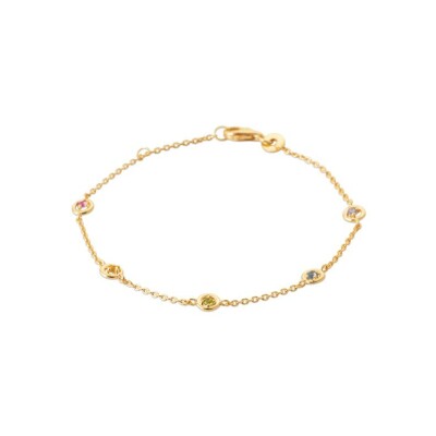 Bracelet en plaqué or et pierres de couleurs