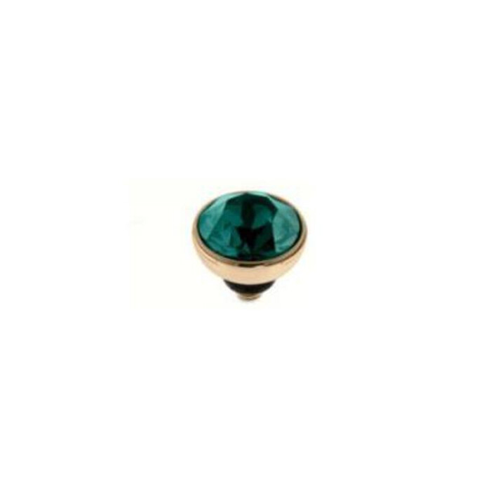 Top QUDO Bottone en métal doré et pierre de couleur emerald