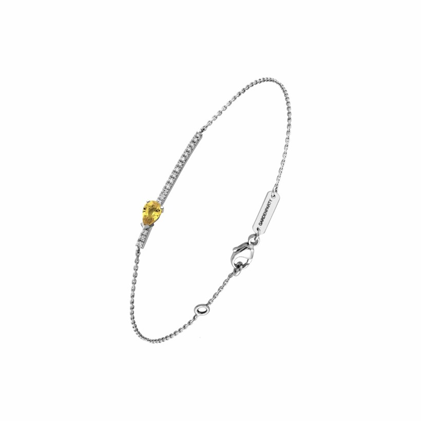 Bracelet Garden Party Symphonie en or blanc, saphir jaune et diamants