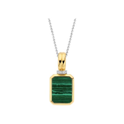 Pendentif Ti Sento en argent, argent doré et malachite