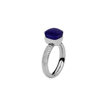 Bague QUDO Firenze en acier et pierre de couleur majestic purple, taille 56