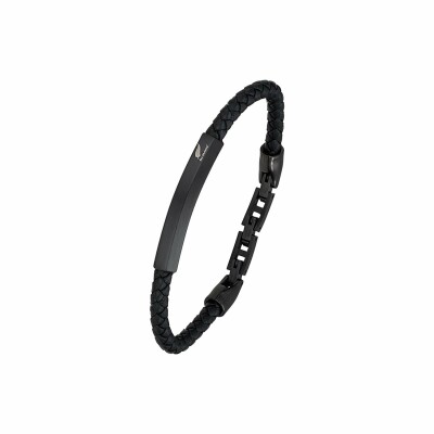 Bracelet All Blacks en acier et cuir