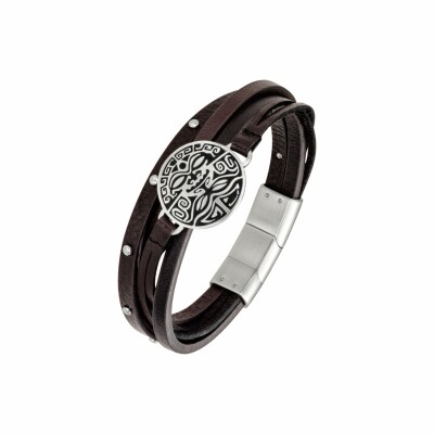 Bracelet All Blacks en acier et cuir