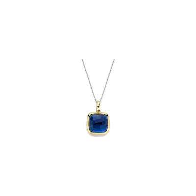 Pendentif Ti Sento en argent doré et cristal synthétique bleu