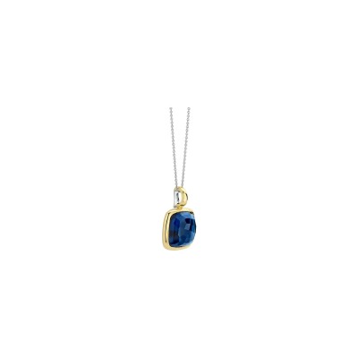 Pendentif Ti Sento en argent doré et cristal synthétique bleu