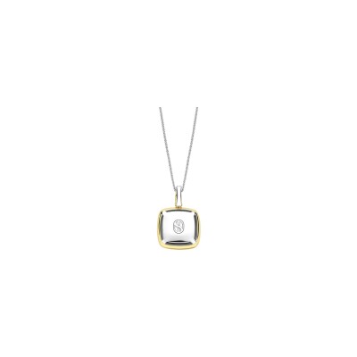 Pendentif Ti Sento en argent doré et cristal synthétique bleu