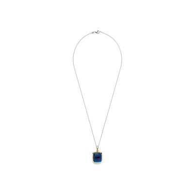 Pendentif Ti Sento en argent doré et cristal synthétique bleu