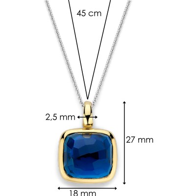 Pendentif Ti Sento en argent doré et cristal synthétique bleu