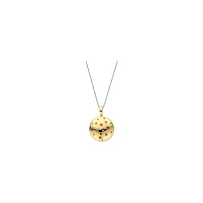 Pendentif Ti Sento en argent doré et pierres de couleurs
