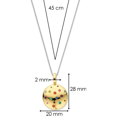Pendentif Ti Sento en argent doré et pierres de couleurs