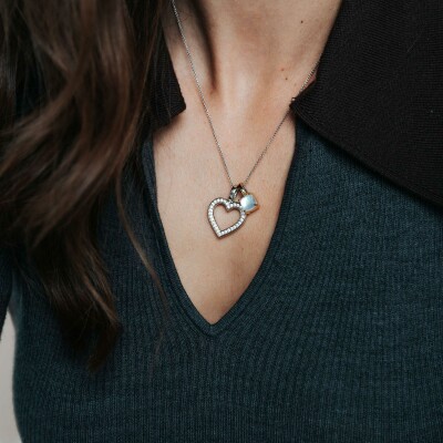 Pendentif Ti Sento en argent plaqué platine et oxyde de zirconium