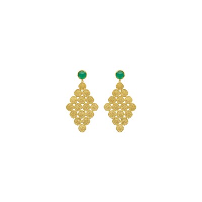 Boucles d'oreilles en plaqué or et pierre véritable
