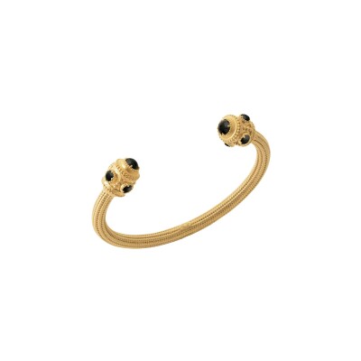 Bracelet Jonc Collection Constance Olympia en plaqué or et agate noire