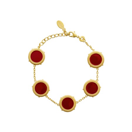 Bracelet Collection Constance Valentina en plaqué or et laque rouge