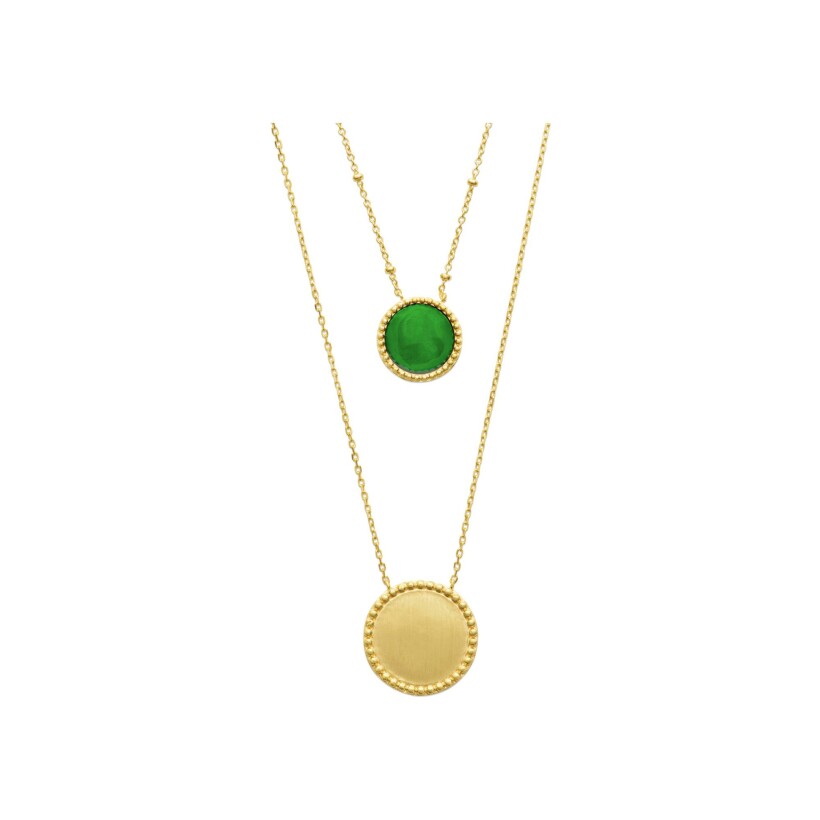 Collier Collection Constance Hera en plaqué or et laque verte