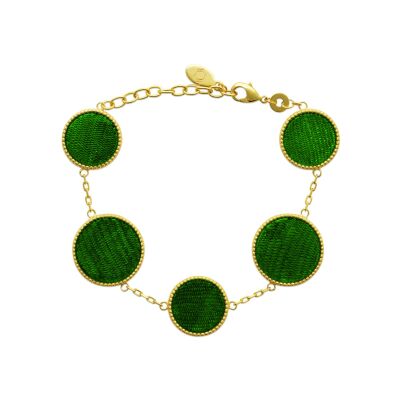 Bracelet Collection Constance Hera en plaqué or et laque verte
