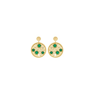Boucles d'oreilles Collection Constance Gaia en plaqué or et agate