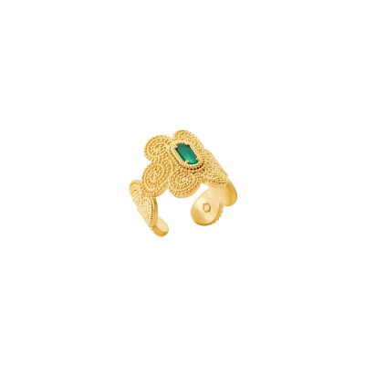 Bague Collection Constance Anthéa en plaqué or et agate verte