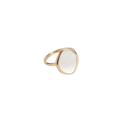 Bague en plaqué or et nacre