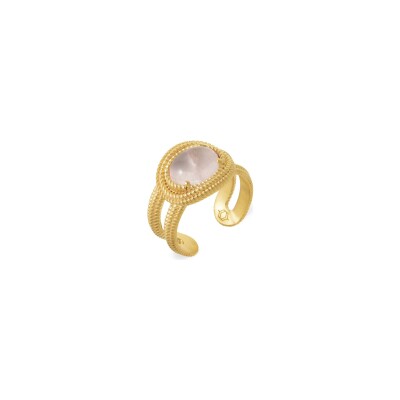 Bague en plaqué or et quartz rose