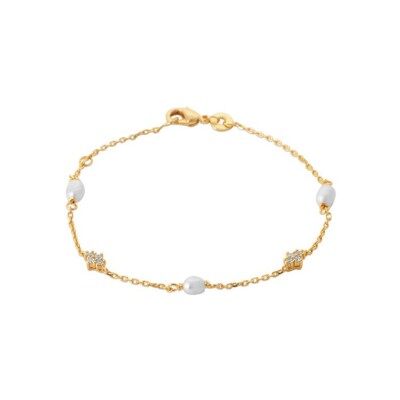 Bracelet en plaqué or et perle de culture