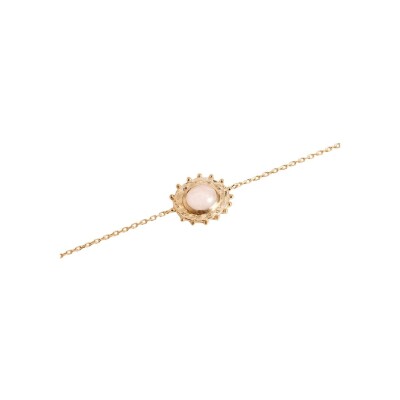Bracelet en plaqué or et quartz rose