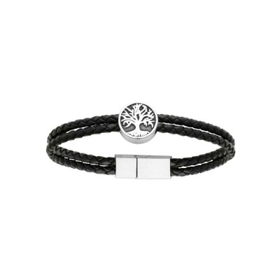 Bracelet en acier et cuir