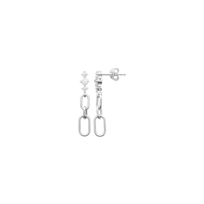 Boucles d'oreilles en argent rhodié et oxyde de zirconium