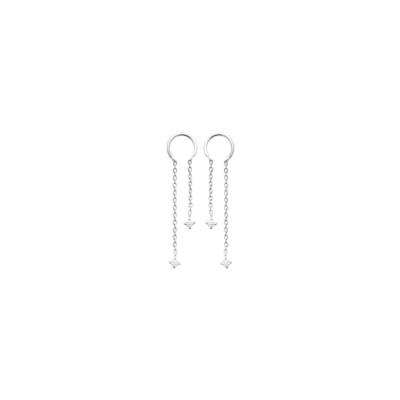 Boucles d'oreilles en argent rhodié et oxyde de zirconium
