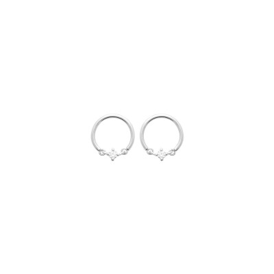 Boucles d'oreilles en argent rhodié et oxyde de zirconium