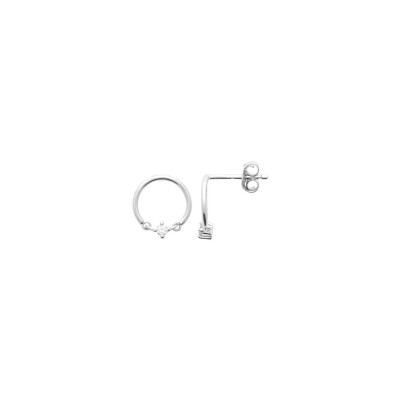 Boucles d'oreilles en argent rhodié et oxyde de zirconium