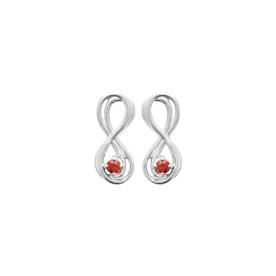 Boucles d'oreilles en argent rhodié et pierre synthétique
