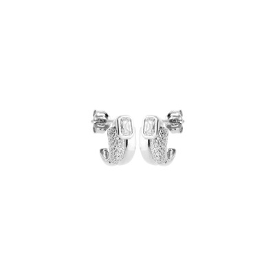 Boucles d'oreilles en argent rhodié et oxyde de zirconium