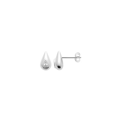 Boucles d'oreilles en argent rhodié et oxyde de zirconium