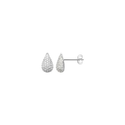 Boucles d'oreilles en argent rhodié et oxyde de zirconium