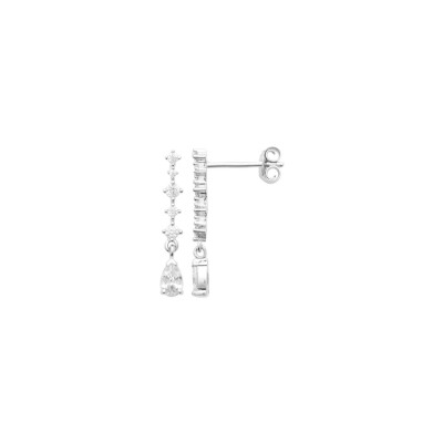 Boucles d'oreilles en argent rhodié et oxyde de zirconium