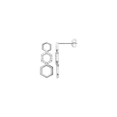 Boucles d'oreilles en argent rhodié et oxyde de zirconium