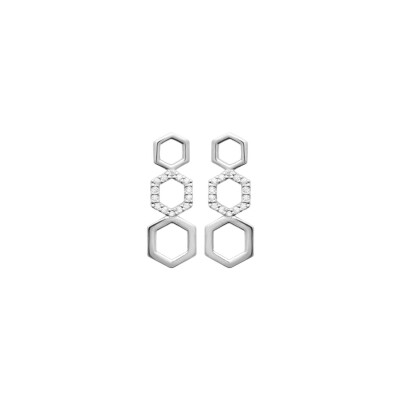 Boucles d'oreilles en argent rhodié et oxyde de zirconium