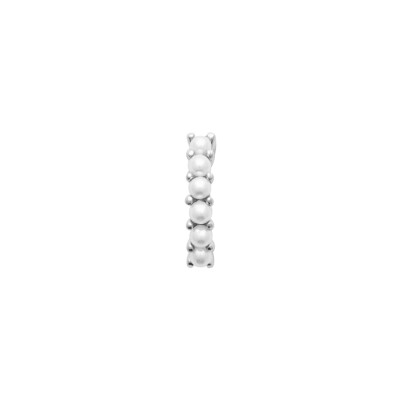 Créole en argent rhodié et perle d'imitation